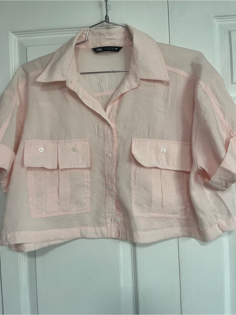 Zara Pale Pink Shirt with Collar